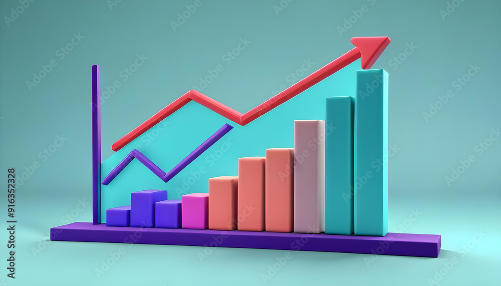 bar graph trending arrow growth progress 1