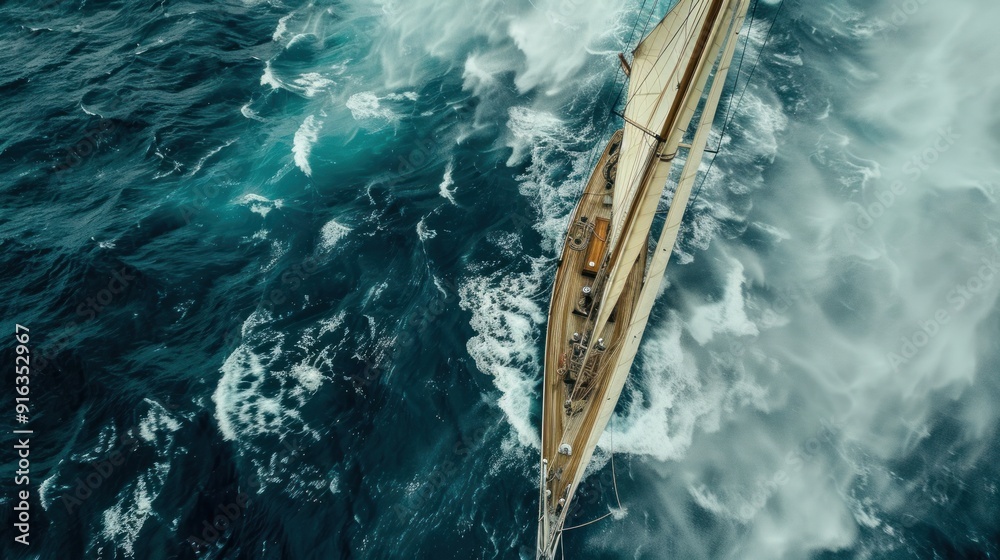 Obraz premium Sailing through a stormy sea