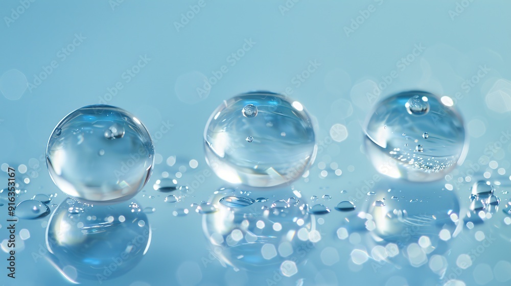 Water drops on blue background. Close up. Shallow DOF. Water drops on blue background. Close up. Shallow DOF.