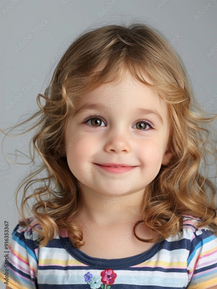 Joyful Child Portrait with Curly Hair and Bright Smile Joyful Child Portrait with Curly Hair and Bright Smile