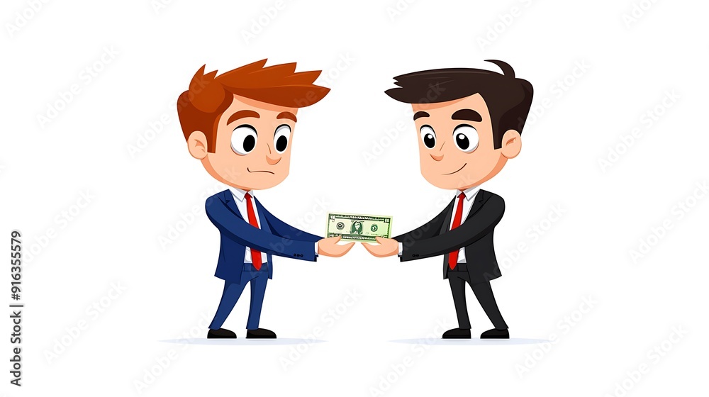 A cartoon character blocking a bribe, humorous illustration, bold colors, isolated on white background A cartoon character blocking a bribe, humorous illustration, bold colors, isolated on white background
