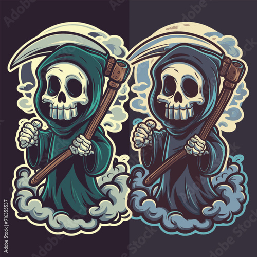 grim reaper two character design illustration