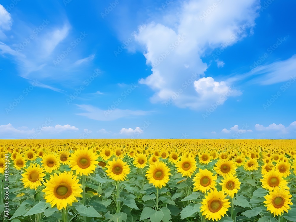 field of yellow sunflowers under a blue sky field of yellow sunflowers under a blue sky