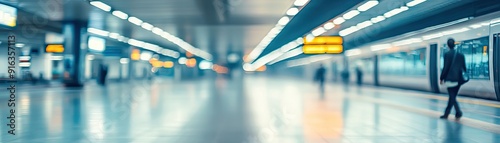 Public transportation station blurred panoramic background