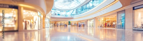 Shopping mall interior blurred panoramic background