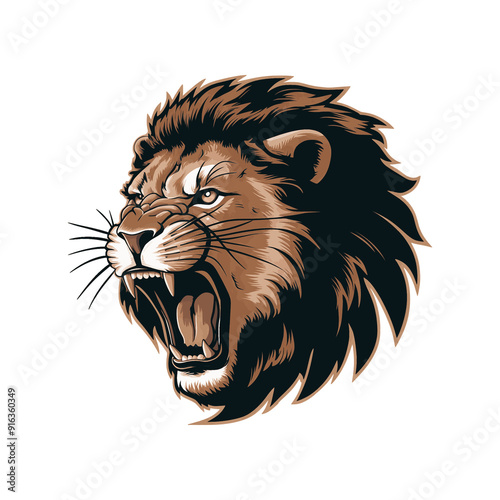 lion roar design illustration character logo