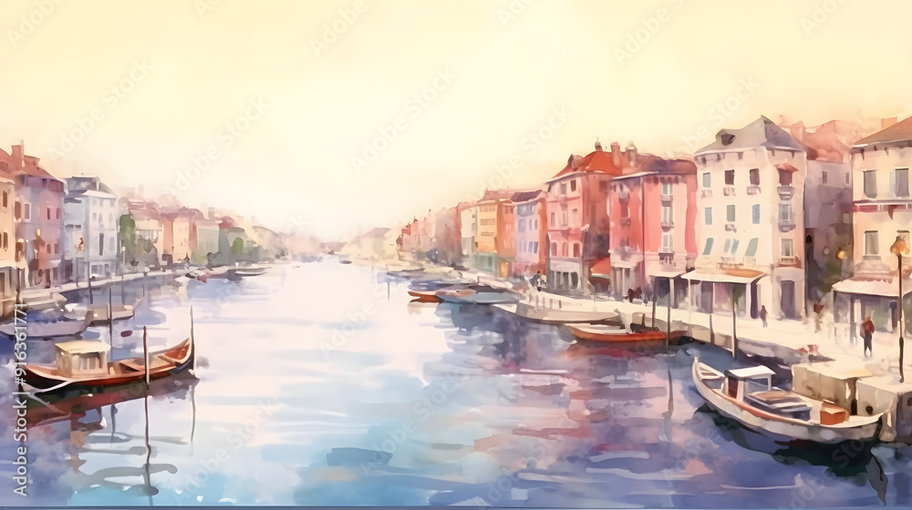 Fototapeta premium Harbor Areas watercolor style