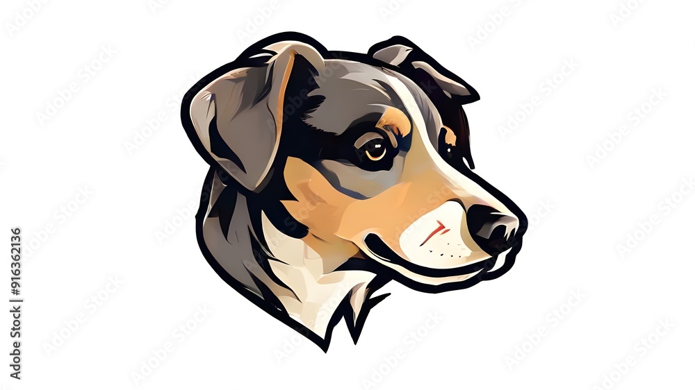 Realistic Dog Portrait in a Simple White Background Realistic Dog Portrait in a Simple White Background