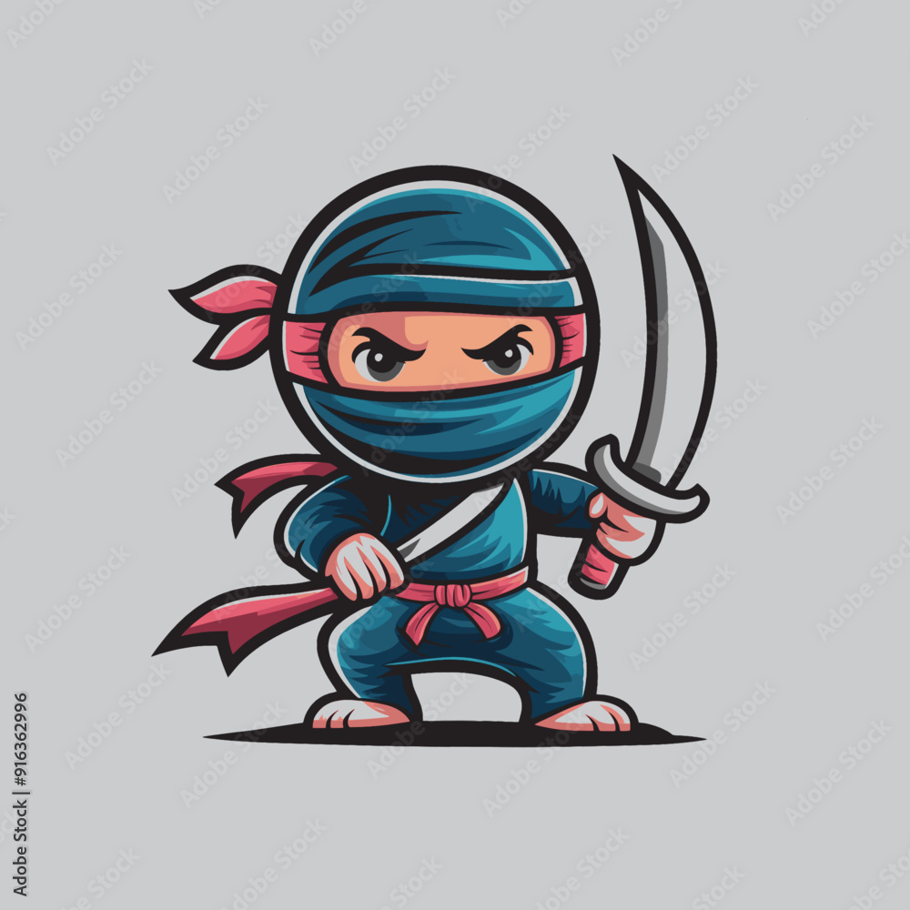 ninja character hold sword illustration ninja character hold sword illustration