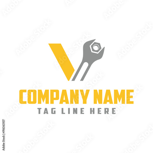 Letter V wrench  logo vector