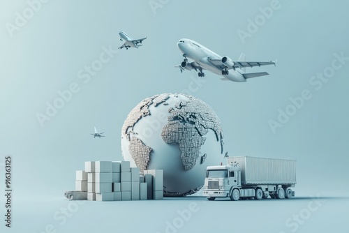 Global Logistics and Transportation: A 3D Illustration