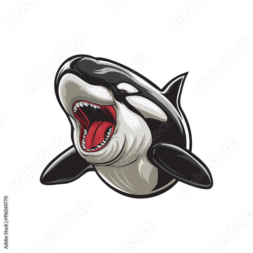 orca whale design illustration logo