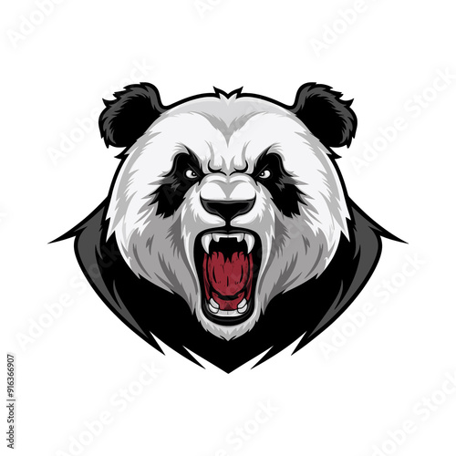 panda roar design illustration logo on white background