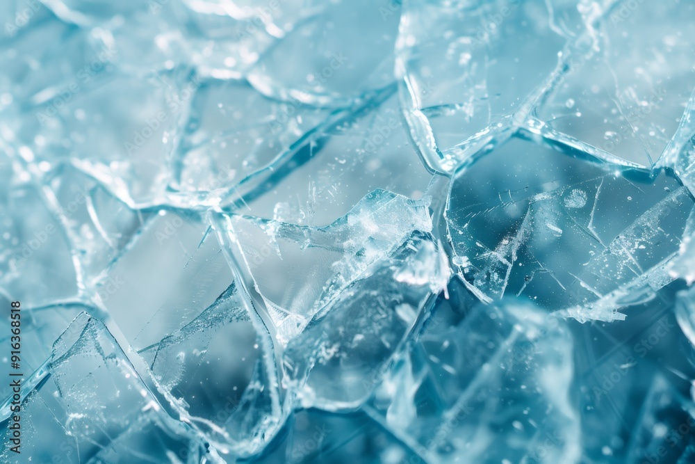 close-up of cracked ice intricate ice textures sharp edges and crystalline structures. Background texture. close-up of cracked ice intricate ice textures sharp edges and crystalline structures. Background texture.