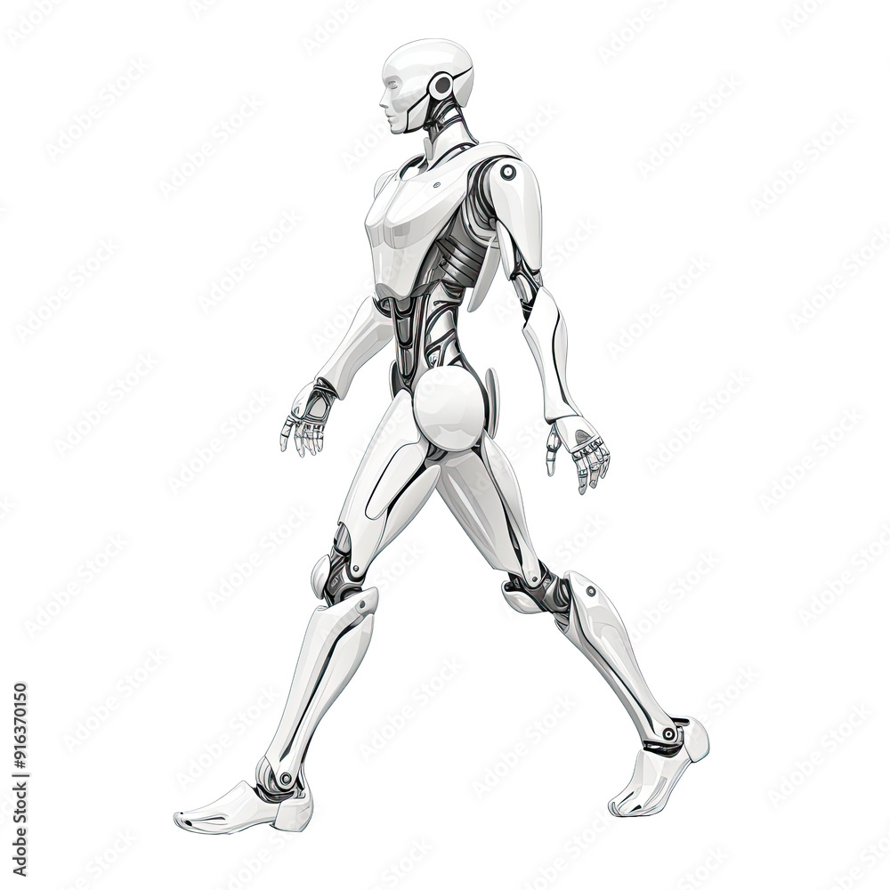 An illustration of a robot walking An illustration of a robot walking