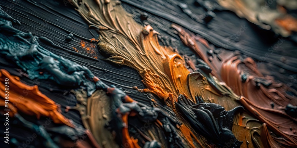 A painting with a lot of different colors and textures, including black A painting with a lot of different colors and textures, including black