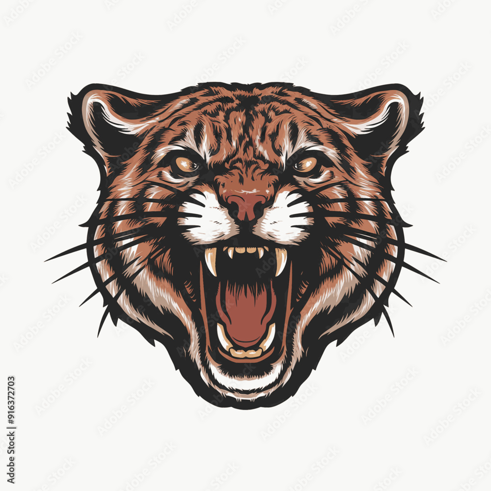 Fototapeta premium puma roar design illustration logo
