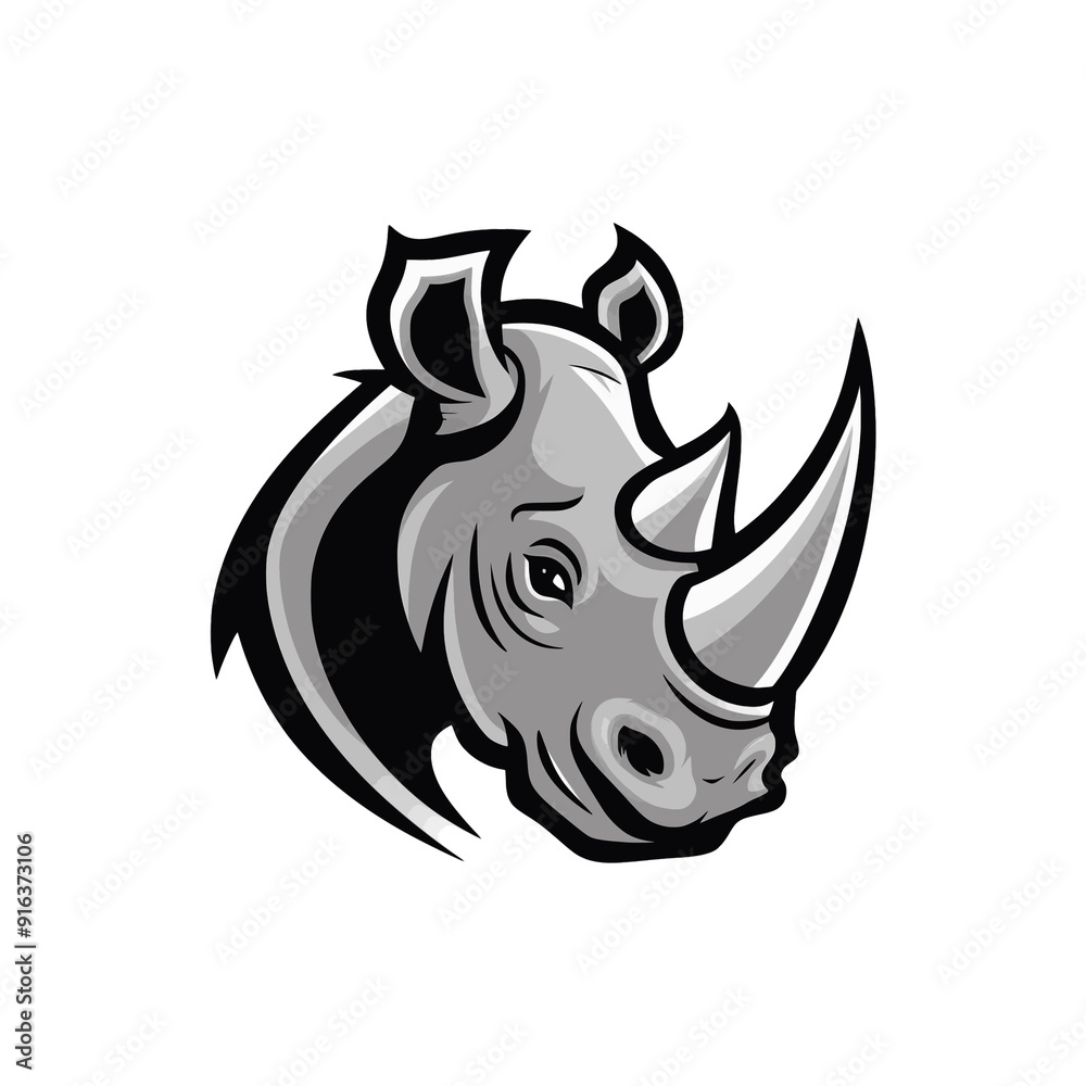 Rhinoceros design character logo illustration Rhinoceros design character logo illustration