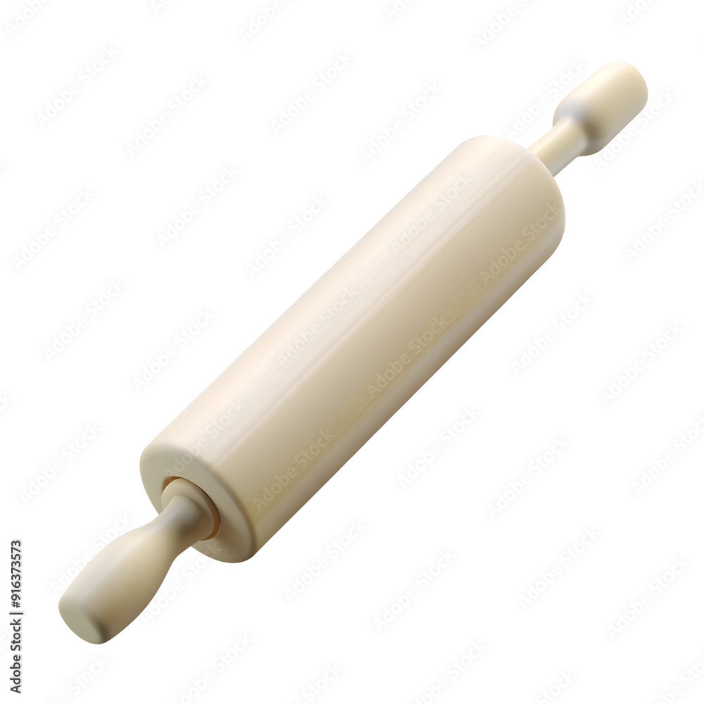 3d rendering style of a white Rolling pin, isometric, isolated on transparent background 3d rendering style of a white Rolling pin, isometric, isolated on transparent background