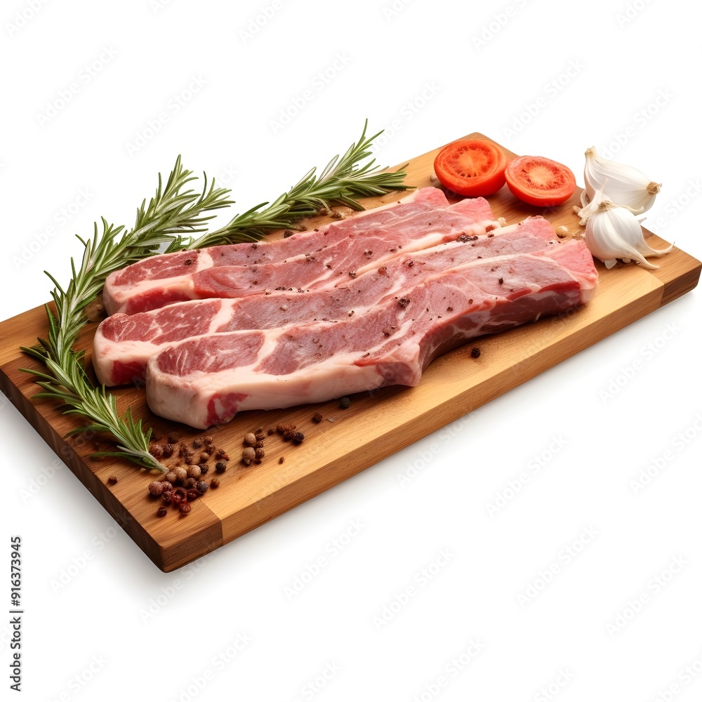 raw meat on a cutting board,Steak au poivre french steak with peppercorn sauce on white background,
