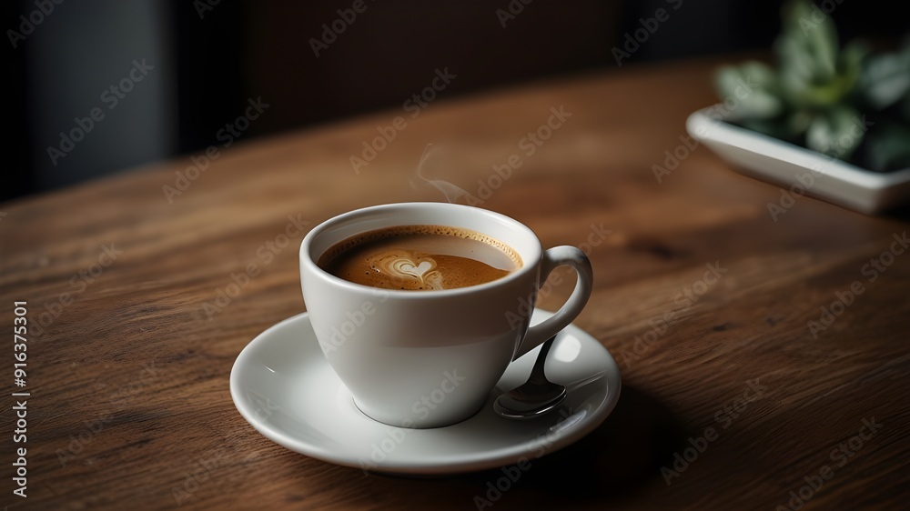 A cup of coffee on wooden table ready to serve. copy space image. A cup of coffee on wooden table ready to serve. copy space image.