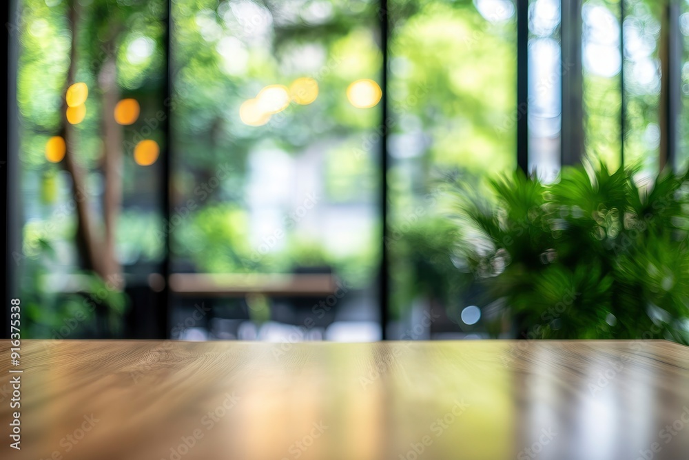 Blurred Interior Modern Office Working Space With Green Scenery with generative ai Blurred Interior Modern Office Working Space With Green Scenery with generative ai