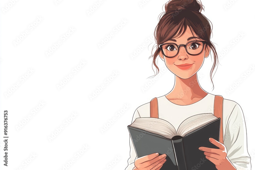 Happy teacher with book. isolated female portrait with generative ai Happy teacher with book. isolated female portrait with generative ai