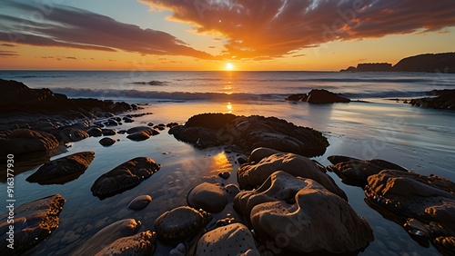 Beautiful sunset at Half Moon bay, Melbourne, Australia.