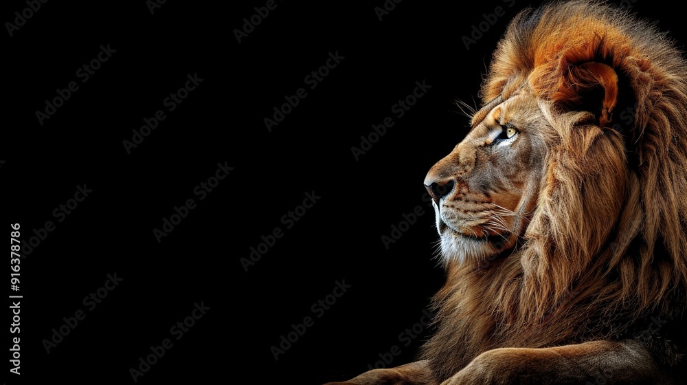 Fototapeta premium Lion king Portrait on black background