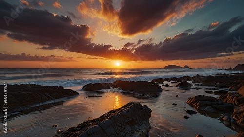 Beautiful sunset at Half Moon bay, Melbourne, Australia.