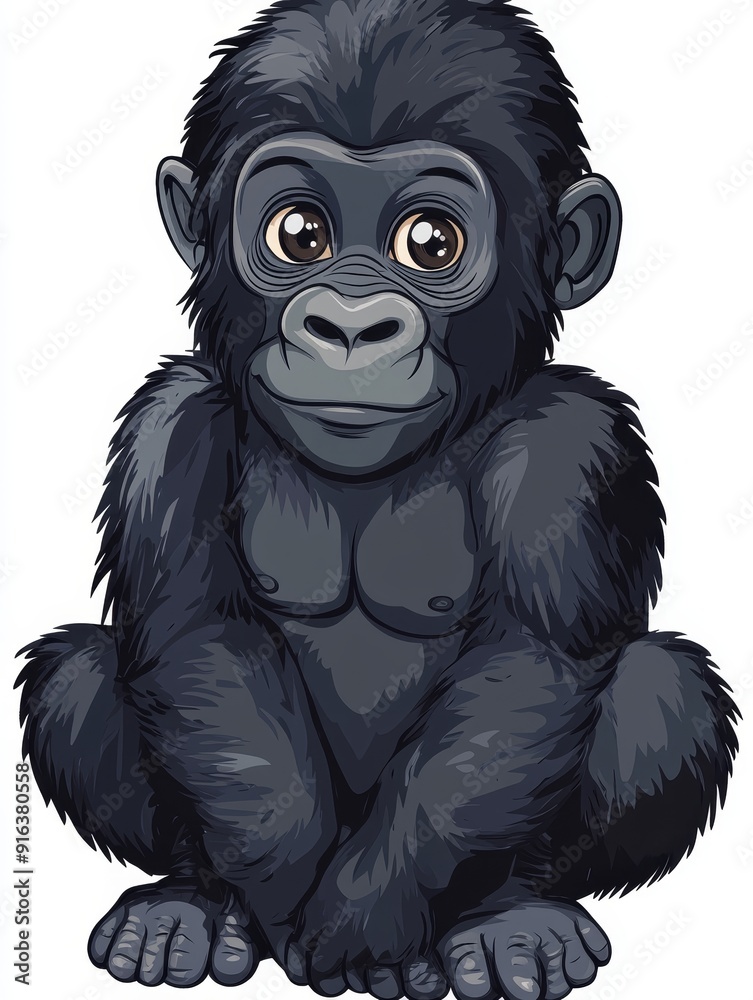 Obraz premium Cute Cartoon Baby Gorilla