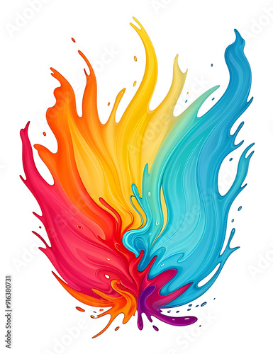 Abstract Fluid Art with Swirling Colors and Soft Gradients on a White Background, Featuring Ample Copy Space for Text or Branding