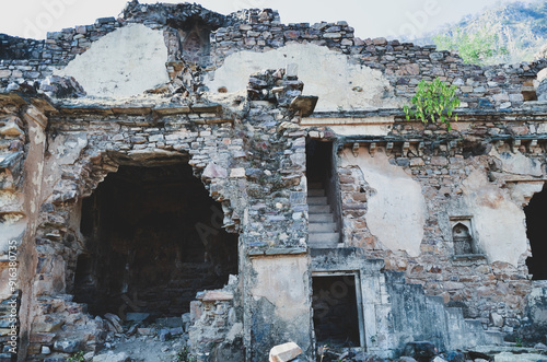 Portion of the ruins of Bhangarh fort in Alwar, Rajasthan, India