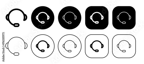 Black customer service solid and outline icon