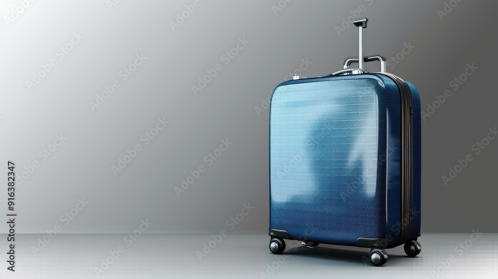 A sleek 3D suitcase with a modern design, isolated on a transparent background, ideal for travel and vacation themes. A sleek 3D suitcase with a modern design, isolated on a transparent background, ideal for travel and vacation themes.