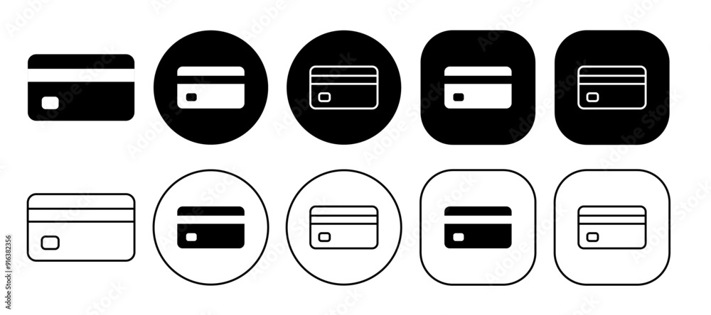 Black credit card solid and outline icon Black credit card solid and outline icon
