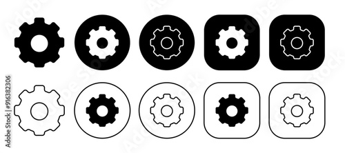 Black setting solid and outline icon