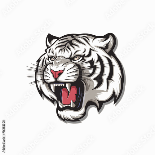 white tiger head design logo illustration