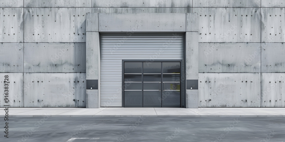 An unoccupied warehouse showcasing a large door, illustrating the expansive and empty interior environment. An unoccupied warehouse showcasing a large door, illustrating the expansive and empty interior environment.