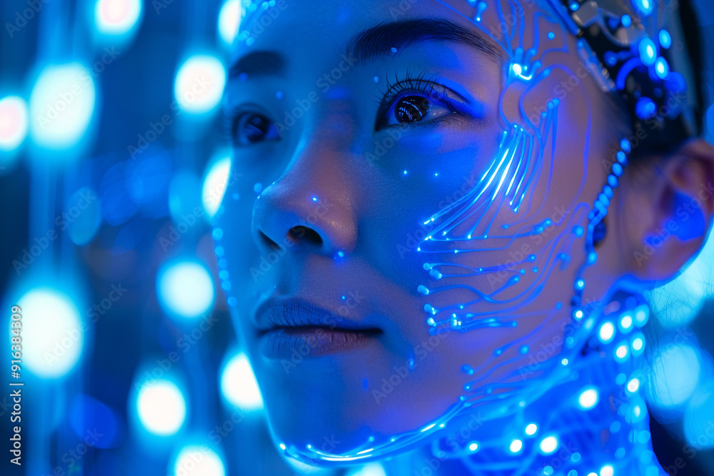 Uma mulher cyborg representando uma inteligência artifical Uma mulher cyborg representando uma inteligência artifical
