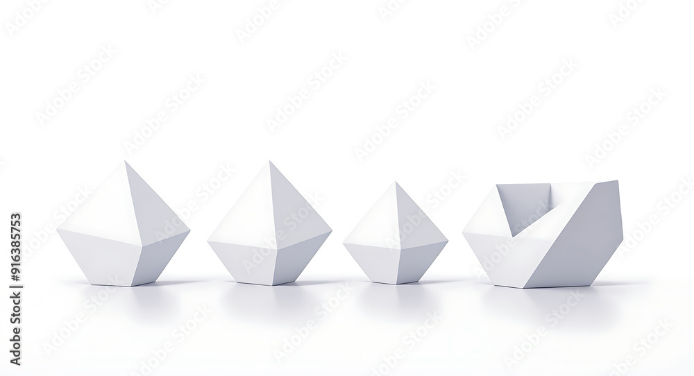 Minimalist 3D Geometric Shapes with Clean Shadows and Monochrome Colors on a White Background, Featuring Generous Copy Space for Text or Informational Details Minimalist 3D Geometric Shapes with Clean Shadows and Monochrome Colors on a White Background, Featuring Generous Copy Space for Text or Informational Details