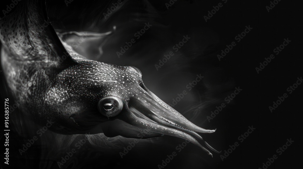 Black and White Squid Portrait Black and White Squid Portrait