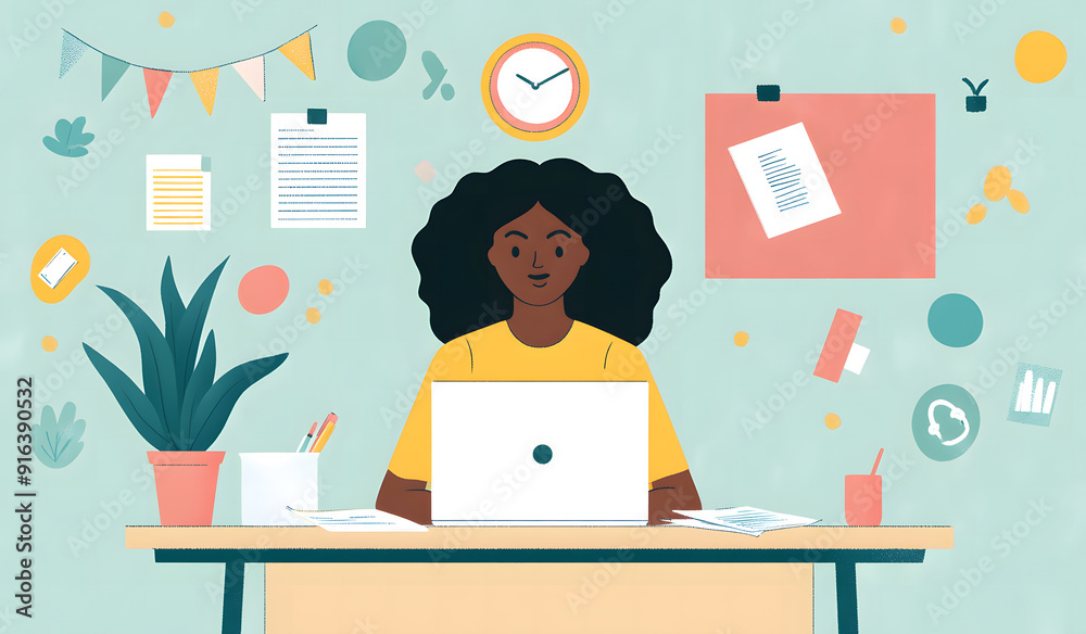 A flat illustration highlighting the concept of time blocking for personal development. illustrating a balanced and well-managed daily routine design A flat illustration highlighting the concept of time blocking for personal development. illustrating a balanced and well-managed daily routine design