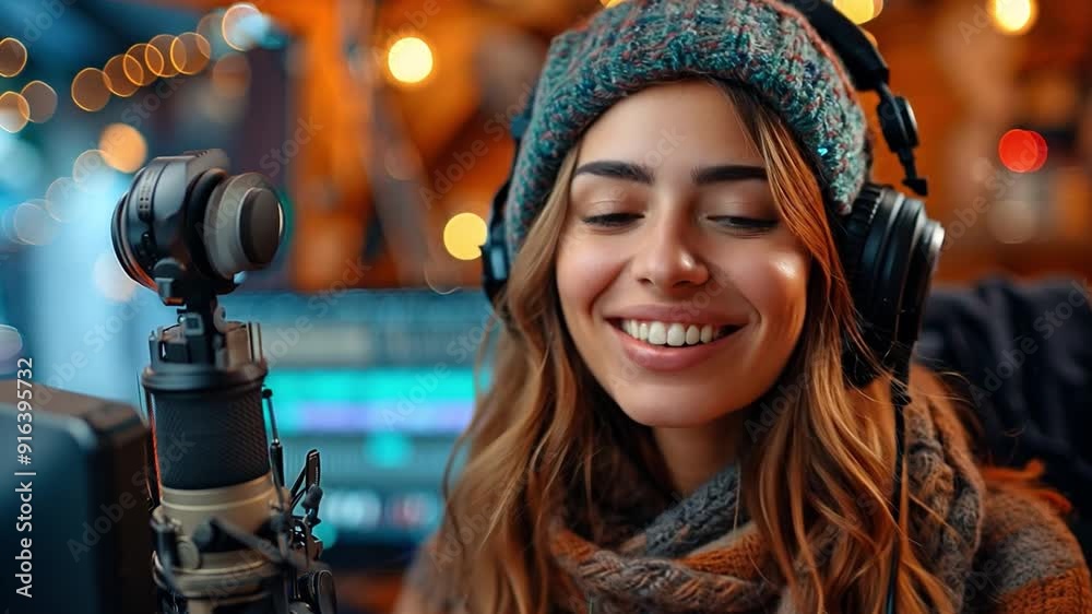 Content producers enjoying themselves while doing live interviews on podcast stations Content producers enjoying themselves while doing live interviews on podcast stations