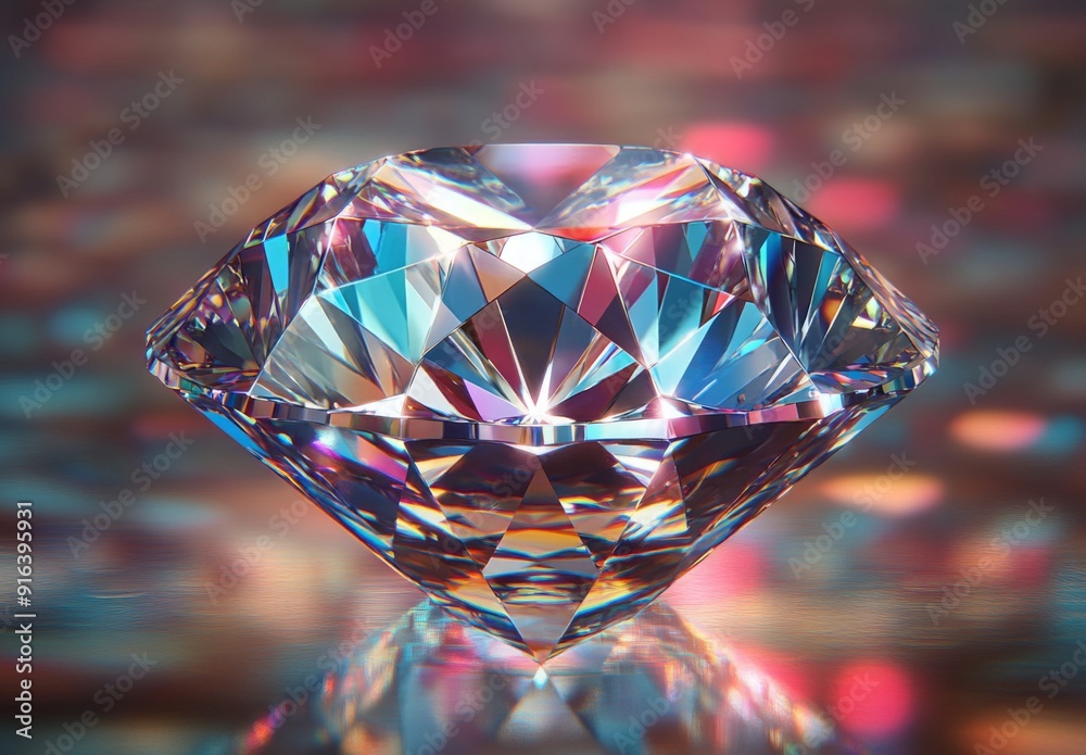 A close up image of a sparkling diamond with precise facets reflecting light from various angles A close up image of a sparkling diamond with precise facets reflecting light from various angles
