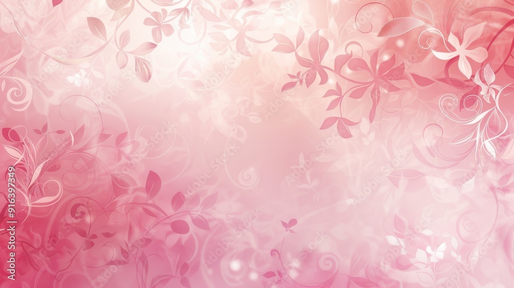 A pink background with a soft gradient transitioning from light blush to deep rose, adorned with delicate, swirling floral patterns in a slightly lighter shade, creating a romantic and feminine
