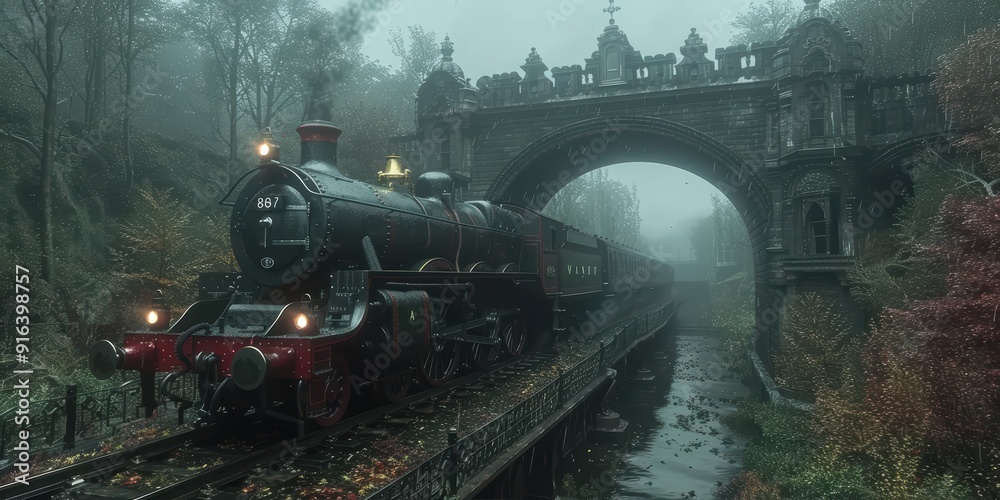 Steam Train Journey Through a Misty Forest Steam Train Journey Through a Misty Forest