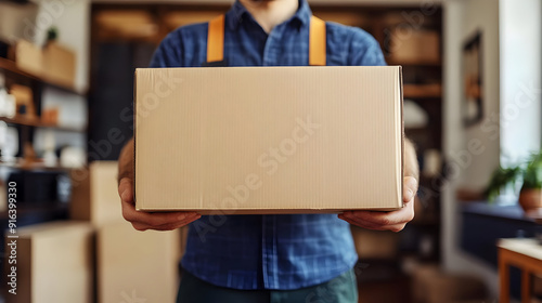 Man Holding Cardboard Box Photo