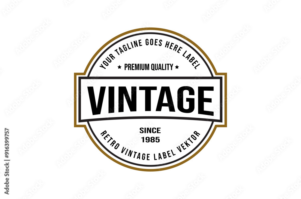 Fototapeta premium Retro Vintage Round Stamp Label Logo Design, Vintage frame logo. Antique label.
