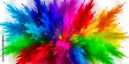 Colorful rainbow holi festival paint powder explosion on white background. High resolution backdrop